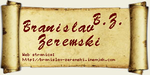 Branislav Zeremski vizit kartica